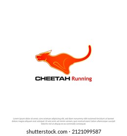 Cheetah running abstract logo design good use for symbol brand and more
