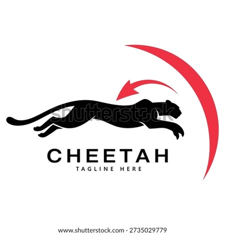 Cheetah running fast with red arrow speed concept logo design icon