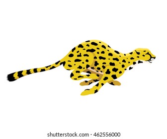 Cheetah Running At Full Speed, Vector Illustration.