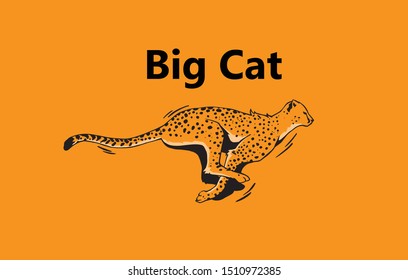 cheetah running and hunter on illustration 