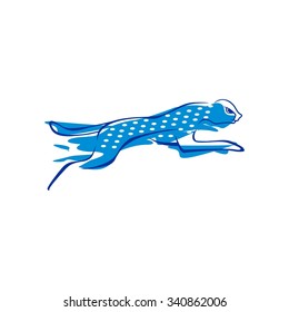 Cheetah Running Jump Icon Logo Template