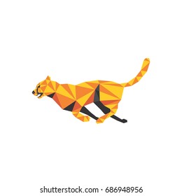 cheetah running low poly logo