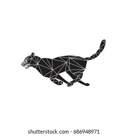 cheetah running low poly logo