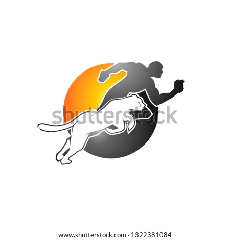 cheetah running with people logo icon vector