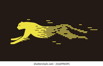Cheetah running, simple line, vector illustration
