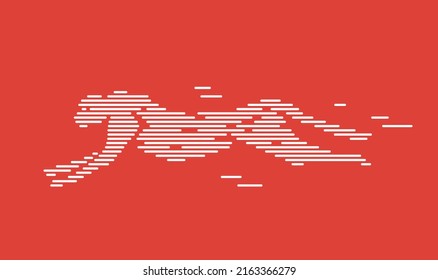 Cheetah running, simple line, vector illustration