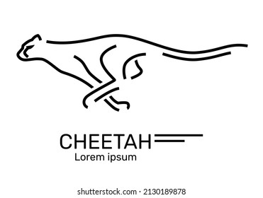 Cheetah running, speed concept logo vector icon design illustration.
