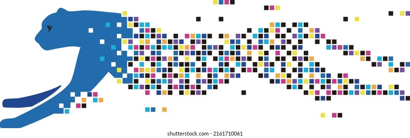 Cheetah running, speed concept, mosaic vector illustration