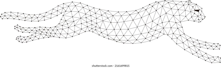 Cheetah is running, triangle mesh, vector illustration
