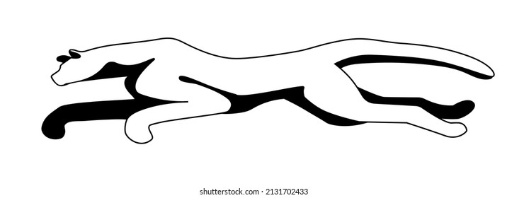Chita está corriendo. pose dinámica de gato salvaje. Ilustración vectorial en blanco y negro