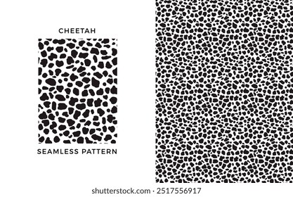 Cheetah seamless pattern. Black and white cheetah print. Vector texture.