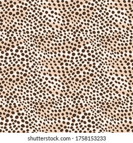 Cheetah seamless vector pattern. Silk fabric with small circles brown color