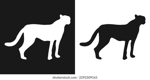 Cheetah. A set of isolated icons, a black-and-white logo on a white-and-black background