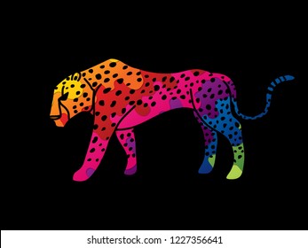 Cheetah side view graphic vector