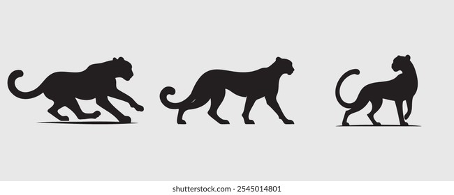 cheetah silhouette bundle vector illustration