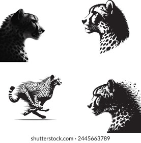 Cheetah silhouette collection. Logo Set.