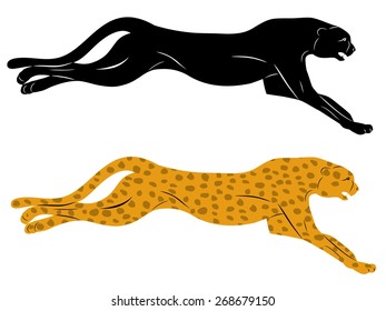 cheetah silhouette isolated on white background.vector art illustration