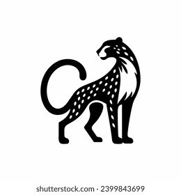 Cheetah silhouette logo design inspiration with a flat design using a black color