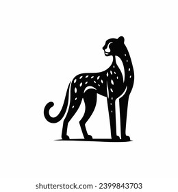 Cheetah silhouette logo design inspiration with a flat design using a black color