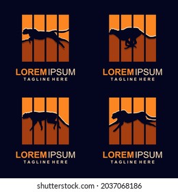 Cheetah silhouette logo design vector template