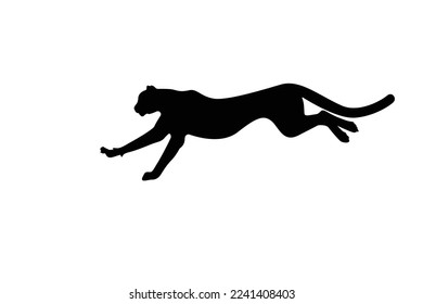 Cheetah silhouette logo, running, jumping, vector illustration