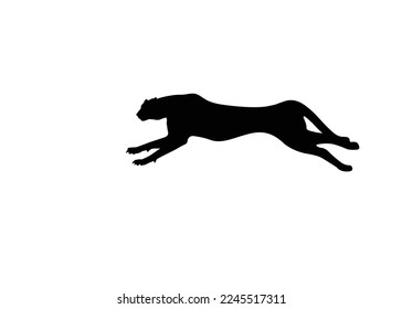 Cheetah silhouette logo, running, jumping, vector illustration