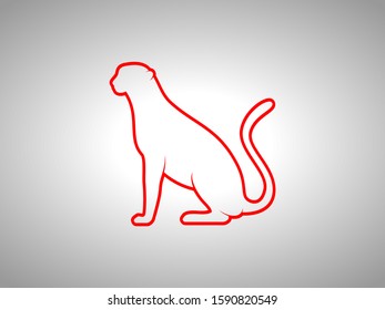 Cheetah Silhouette on White Background. Isolated Vector Animal Template for Logo, Icon, Symbol etc.