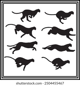 Cheetah  silhouette set , wildlife animal illustration.