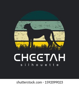 cheetah silhouette Typography Design, t-hirt design Stock Vector - Vector Illustration