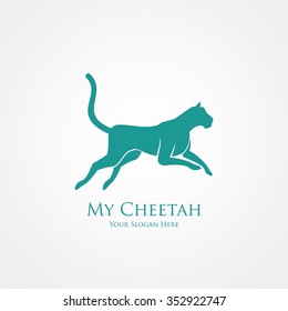 Cheetah Silhouette. Vector Illustration. Great for Logo, Material Print, Greeting Card