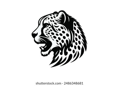 Cheetah silhouette vector illustration with white background.