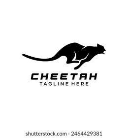 cheetah silhouette vector logo template, Running cheetah silhouette on white background Cheetah vector