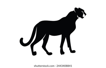 Cheetah silhouette vector white background