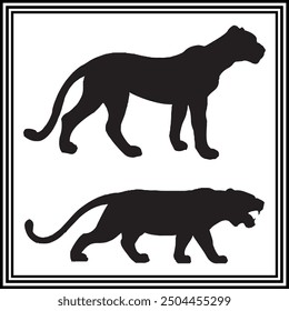 Cheetah silhouette vector , wildlife animal illustration.