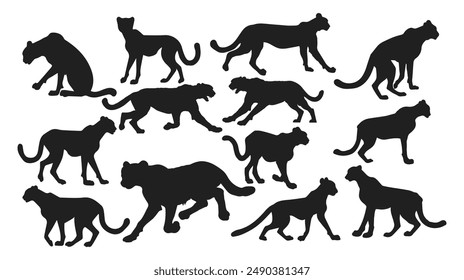 Cheetah silhouettes set vector design