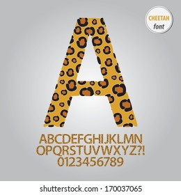 Cheetah Skin Alphabet and Digit Vector