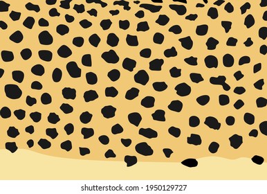 Cheetah skin pattern vector illustration. Fashion animal print. African animal texture. Cheetah fur background flag.