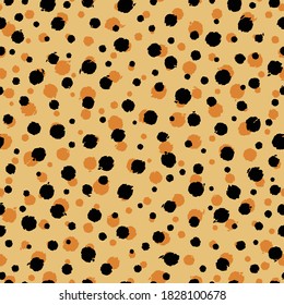 Cheetah skin seamless pattern design. Cheetah dots vector illustration background. Wildlife fur skin design illustration for print, web, home decor, fashion, surface, graphic design