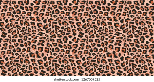Cheetah skin seamless pattern vector illustration. Colorful trendy fashionable textile motifs background.