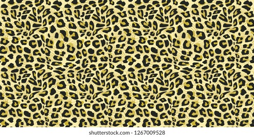 Cheetah skin seamless pattern vector illustration. Colorful trendy fashionable textile motifs background.
