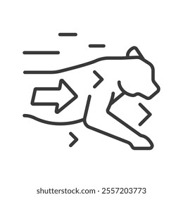 Cheetah speed icon in line design. Cheetah, speed, fast, sprint, agility, race, wild on white background vector. Cheetah speed editable stroke icon