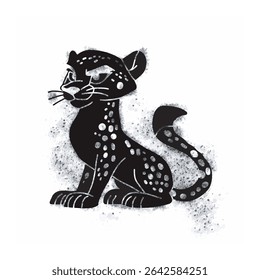 Cheetah spray icon isolated on white background. Cheetah graffiti icon sprayed in black on white background. Vector illustration.