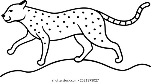 Cheetah sprinting vector illustration for an exciting coloring book page