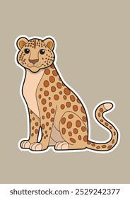 cheetah sticker on background. suitable for education for children