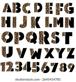 cheetah style, leopard print alphabet and counting from 1 to 10 ideal for graphics and designsp