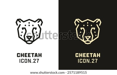 Cheetah stylized head geometric line icon