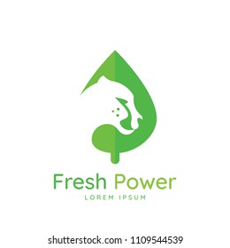 Cheetah symbol with leaf. modern design. Vector illustration