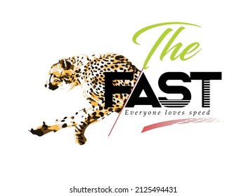 Cheetah t shirt design, vector illustration artistic element retro art, to be great, increase, urban, sport division, underground, freedom, fast.