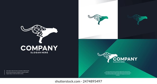 cheetah tech logo, connection speed, security network, logo design template.