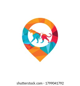 Cheetah thunder with pin vector logo design. Cheetah electric energy logo vector design.